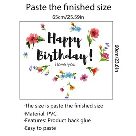 WOHAHA Birthday Wall Sticker, Happy Birthday, English, Flowers, Plants, Wall Decoration, I love you, Wall Sticker, Removable Wallpaper, Stylish, Girls, Children, Living Room, Rental, Bedroom,