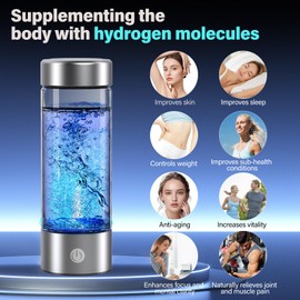 Hydrogen Water Bottle, Portable Hydrogen Water Ionizer Machine, Rechargeable Hydrogen Water Bottle Generator,with Pem SPE Technology Hydrogen Water Cup for Exercise, Travel 1pcs