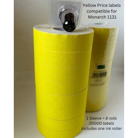 1131 Pricemarking Labels Compatible for Monarch 1131 Labellers, 8 Rolls = 20000 Label (Yellow)