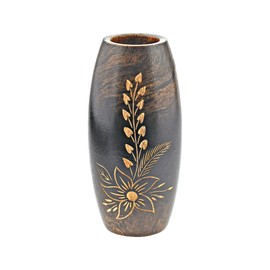 AeraVida Majestic Flower Garden Brown Mango Tree Wood Flower Vase | Dark Brown Wooden Vase for Living Room | Decorative Vase Gifts