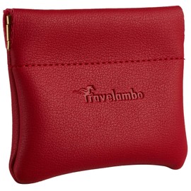 Travelambo Leather Squeeze Coin Purse Pouch Change Holder For Men & Women (Access Red Classic)
