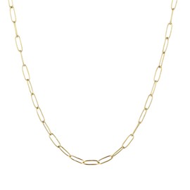 kelistom 14K Gold/Silver Tone Stainless Steel Paperclip Link Chain Choker Necklace for Women, 2.5mm 4mm 5mm Wide Oval Rectangle Link Chain, Waterproof Never Tarnish (16", 5mm wide, 14K gold)