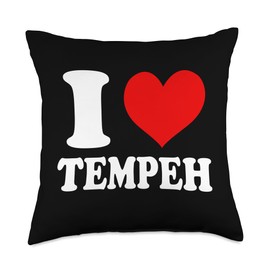 I Love Tempeh Vegan Vegetarian Throw Pillow