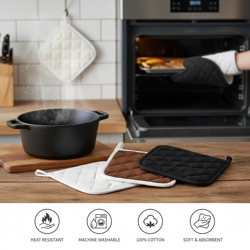 6 Pairs Pot Holder, Pot Holders- Heat Resistant Pot Holders