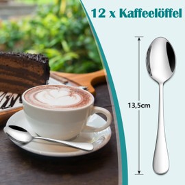 Homikit Coffee Spoons, 12 Pieces, Polished Stainless Steel Tea Spoon, Dessert Spoon Set, 13.5 cm, Small Spoon Set for Home, Restaurant, Hotel, Cafe, Round Handles & Glossy, Dishwasher Safe