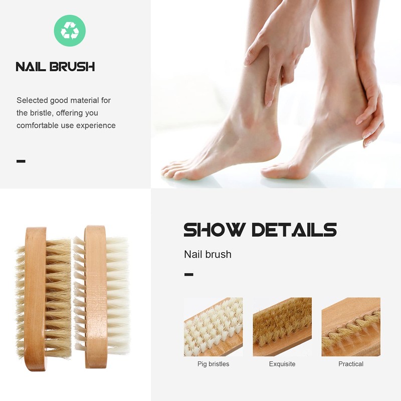 SAFIGLE 2Pcs Wooden Manicure Brush Double Sided Fingernail for Home