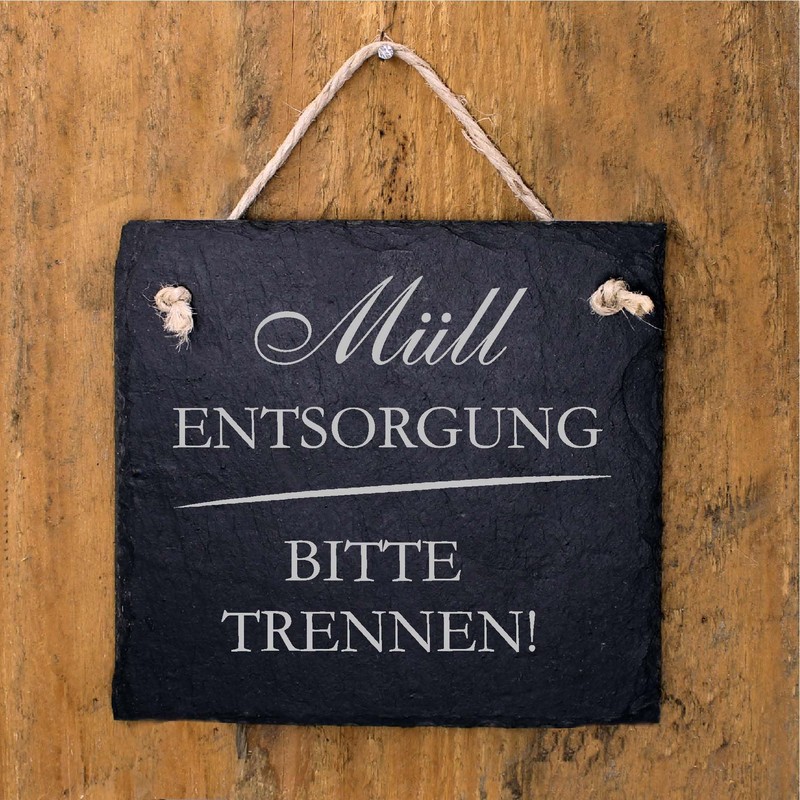 Müll Disposal Sign Slate Plaque Engraved Rubbish Corner Waste Separation