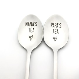 Nana and Papa Gifts Nana’s Papa’s Tea Spoon Gifts for Grandparents Anniversary Mothers Day Fathers Day Gift Birthday Thanksgiving Valentines Christmas Spoon Gift for Grandma Grandpa