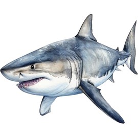 x4 Shark Stickers for Wall Decor, Covering Marks, Mugs & Cups, Car Bumpers, Shower & Tile, Toilets, Laptop & More Sea Animal Vinyl Decals, Hardwearing Waterproof (Great White)