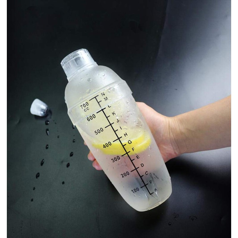 700CC/24oz Transparent Cocktail Shaker Plastic Resin Detachable Milk Tea Pot