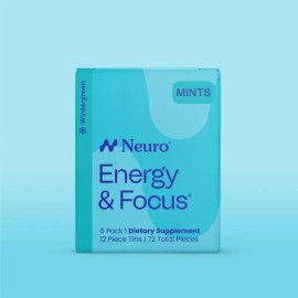 Sugar-Free Energy & Focus Gum/Mints – Caffeine with L-Theanine, Vitamin B12 & B6, Wintergreen Flavor