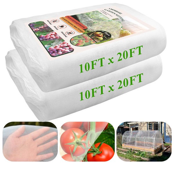 Garden Netting Ultra Fine 10x20FT 2 Pack, Plants Cover, Barrier