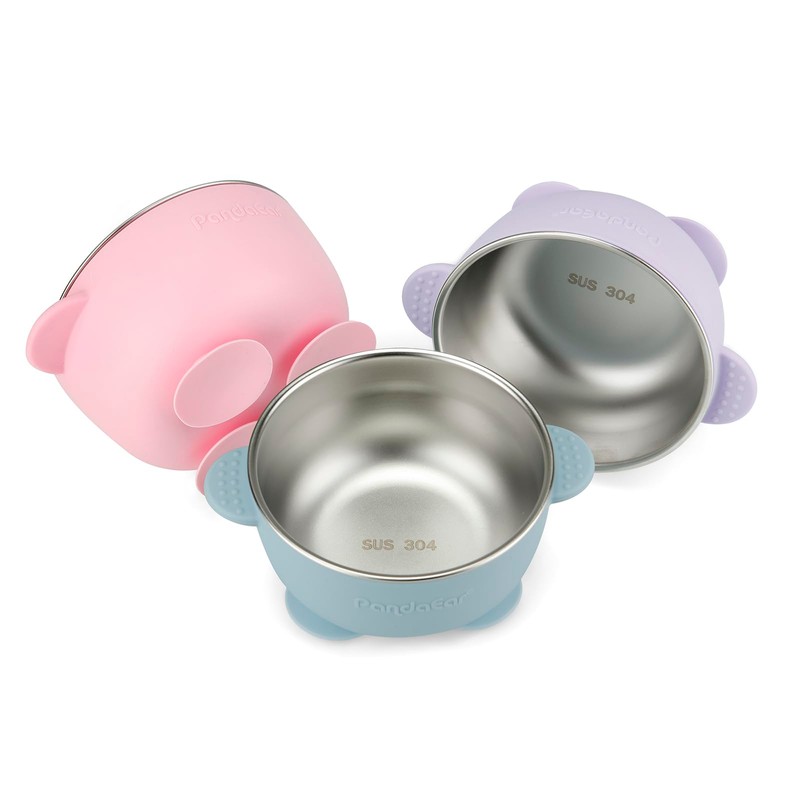 PandaEar 3 Pack Baby Stainless Steel Bowls with Suction, Non-Slip