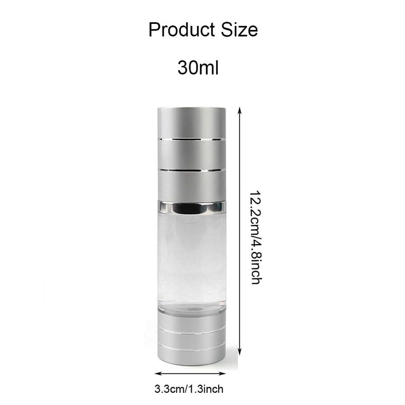 2PCS 30ml/1oz Empty Clear Plastic Airless Pump Bottles Lotion Dispenser