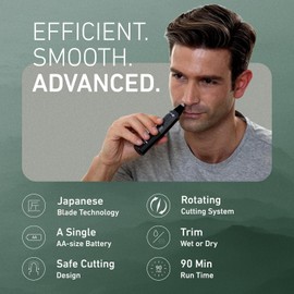 Panasonic Men’s Ear and Nose Hair Trimmer, Wet Dry Hypoallergenic Dual Edge Blade - ER-GN30-H
