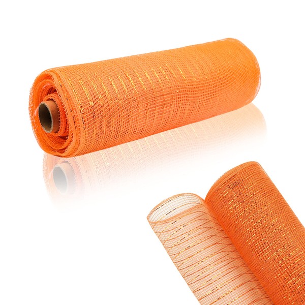 GouZaak 2 Rolls Orange Deco Mesh Ribbon 10 in x
