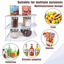 3-Tier Corner Shelf Counter and Cabinet Organizer - Steel Metal Wire - Rust Resistant - Plates, Dishes, Cabinet & Pantry Organizer - Kitchen Organization (10 x 7.5 Inch)(White)