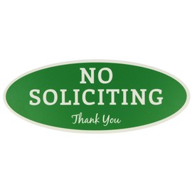ExcelMark No Soliciting Sign for House or Business – Durable Indoor/Outdoor Sign – Easily Attach to Front Door - UV and Weather Resistant (Large - 3.6" x 9", Green with White Letters)