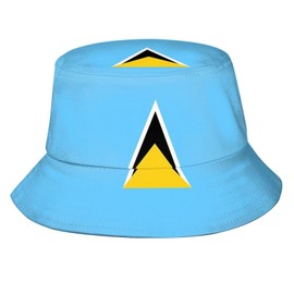 St Lucia Flag Bucket Hat Packable Fashion Sun Cap Outdoor Flag Fisherman Hat for Women Men Boys Girls
