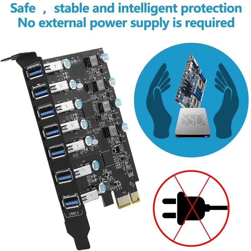 FARBOKO USB PCIe Card 7-Port USB 3.0 5Gbps PCIe Expansion