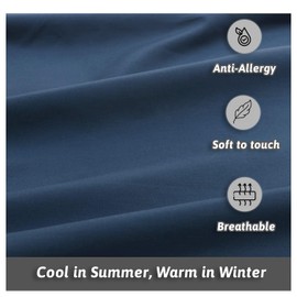 Anti-Allergy Anti-Bacterial Brushed Soft Touch Microfibre Duvet Cover & Pillowcase/s Bedding Bed Linen Set (Navy, Single)
