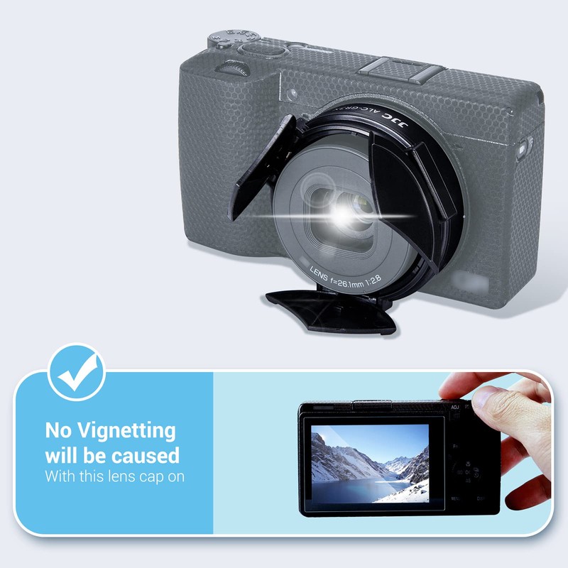 JJC Auto Open and Close Lens Cap Cover for Ricoh