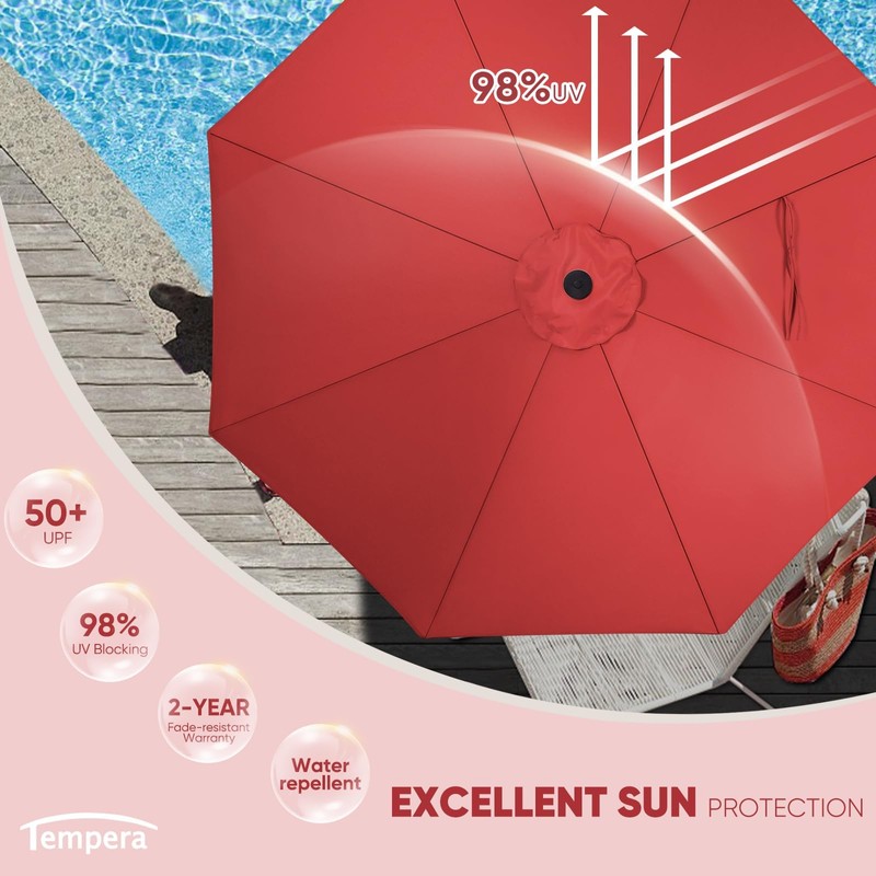 Tempera 7.5ft Patio Market Outdoor Table Umbrella with Push Button