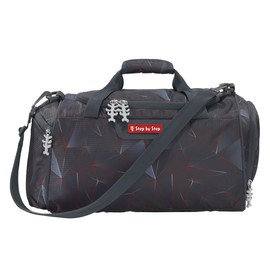 Step by Step “Dragon Drako” Sports Bag, Black-Red, with Wet Laundry Compartment, Removable Carry Strap, Adjustable Shoulder Strap, for 1st to 4th Grade, 13 L