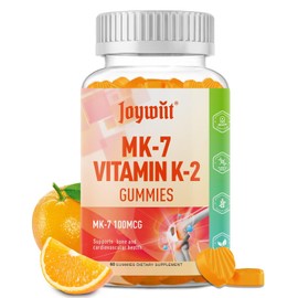 Joywiit Vitamin K2 MK-7 Gummies 100mcg, Extra Strength K2 Vitamin Supplement for Bone & Heart Support, Chewable Natural Orange Flavor, Non GMO, Vegan, 60 Gummies