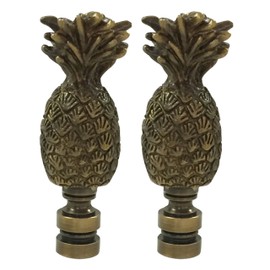Royal Designs Trendy Resort Pineapple 3" Lamp Finial for Lamp Shade, Antique Brass - Set of 2