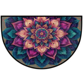 Mandala Retro Half Round Door Mat Semi Moon Rug Fireplace Carpet Area Rugs