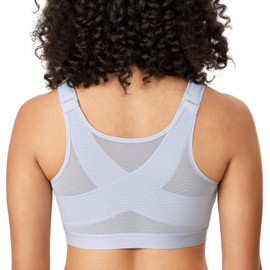 DELIMIRA Women's Full Coverage Front Closure Wire Free Back Support Posture Bra Opal Gray 40G