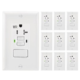 Wengart (10-Pack) 20 Amp GFCI Outlet Switch Combo, 125V Ground Fault Circuit Interrupter with 10A Single Pole Rocker Switch, Weather-Resistant & Tamper-Resistant, ETL Listed, White