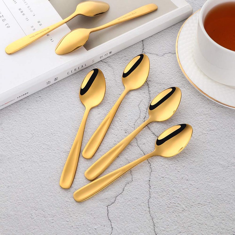 Bisda 8-Piece Coffee Spoon Set, 18/10 Stainless Steel Gold Tea