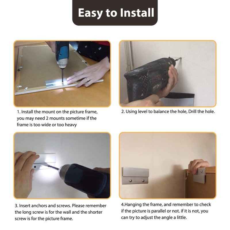 French Cleat Picture Hanger, Aluminum Z Hanger Interlocking Wall Mounting