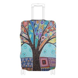 SUPENG Colored Tree Life Luggage Suitcase Protector Cover Print Washable Travel Luggage Cover Suitcase Protectors Zipper Baggage Covers Fits S