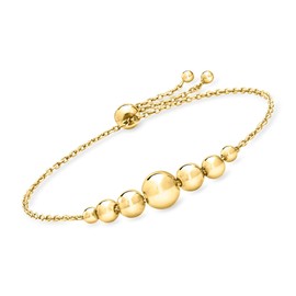 Ross-Simons Italian 3.5-8mm 18kt Gold Over Sterling Graduated Bead Bolo Bracelet