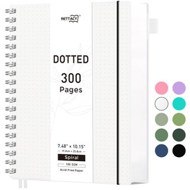 RETTACY Notebook B5 Dotted Bullet Dot Grid Journal Spiral Notebooks 300 Sheets/150 Pages for Writing, 100 gsm, PVC Hard Cover for Women Men Work Office School 19 x 25 cm - Transparent