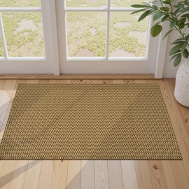 Collive 2x3 Small Washable Rug for Entryway, Cotton Woven Front Door Mat Outside Entrance, Tan Farmhouse Throw Rugs with Rubber Backing Natural Non-Slip Kitchen Rugs for Bedroom Bathroom