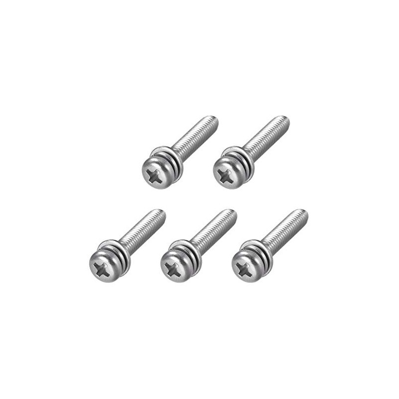 sourcing map M5 x 25mm Stainless Steel Phillips Pan Head