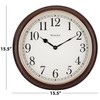 Westclox Round Woodgrain Clock, 15.5-Inch, Dark