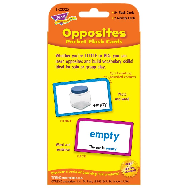 Trend Enterprises Pocket Flash Cards (English Learning Cards for Children)
