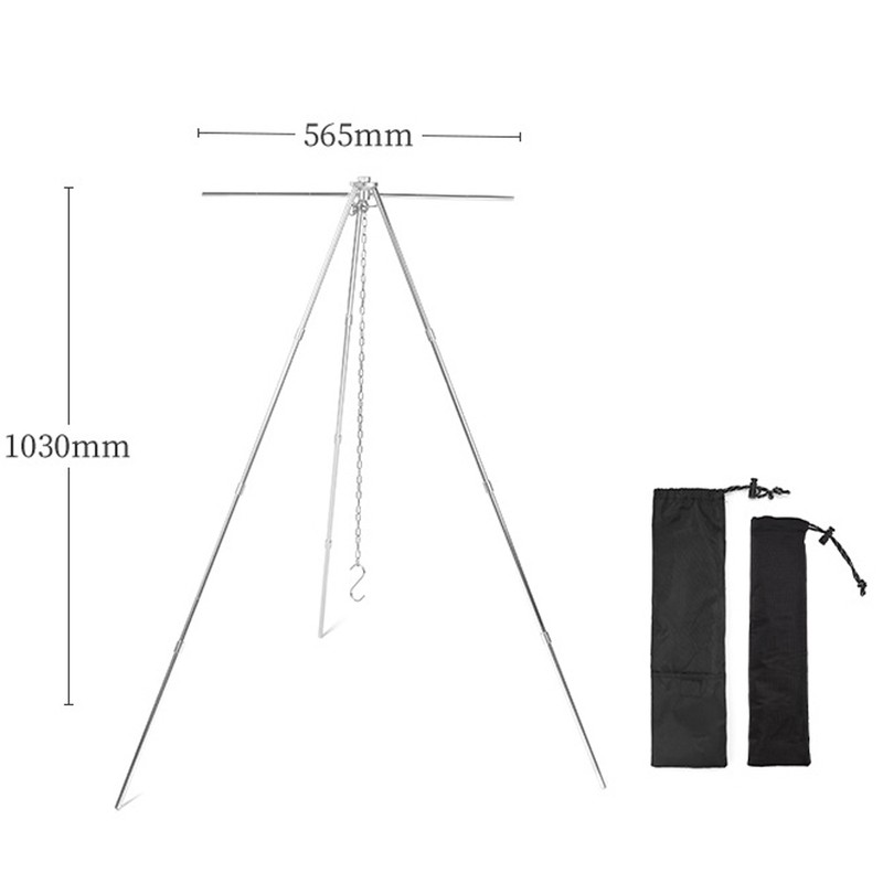 Outdoor Portable Aluminum Alloy Hung Tripod Camping Picnic Pot Hung