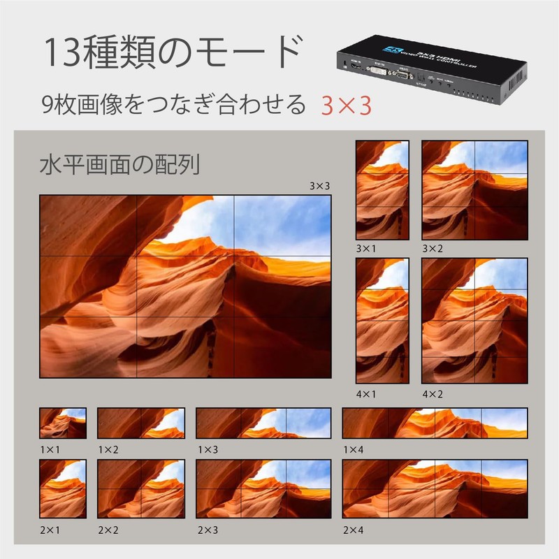 Kurflo 3x3 HDMI Video Wall Controller HD MI Matrix 4K@30Hz
