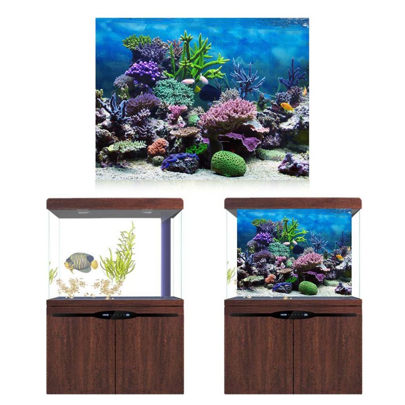 PVC Adhesive Underwater Coral Aquarium Fish Tank Background Poster Backdrop