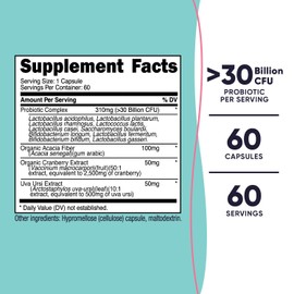 Nutricost Probiotic for Women 30 Billion CFU, 60 Capsules - Complex with Acacia Fiber, Uva Ursi & Cranberry Extract, Non-GMO & Gluten Free