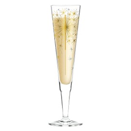 RITZENHOFF Petra Mohr Champus Champagne Flute Crystal Glass 200ml with Elegant Gold and Platinum Content + Cloth Napkin