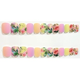 Key West Dreaming Matte Embossed Extra Short Squoval Press-On Nails - 24 Pieces - Artificial Nail Kit