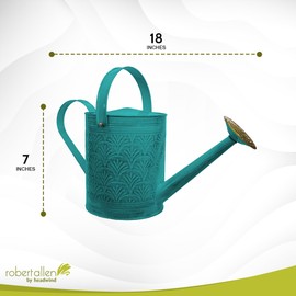 Robert Allen by Headwind Aurora Watering Can, 2 Gallon Capacity, Metal Vintage Powder-Coated Steel, Indoor & Outdoor Garden Use – Surf Blue