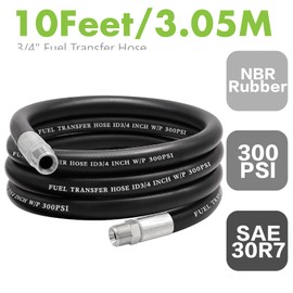 Jeemiter Fuel Transfer Hose, 3/4 Inch × 10 Feet Pump Hose with 3/4" Male End Fittings for Dispensing Diesel Gasoline Kerosene Biodiesel